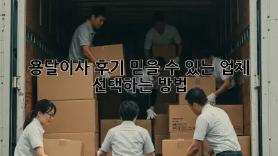 용달이사 후기: 믿을 수 있는 업체 선택하는 방법